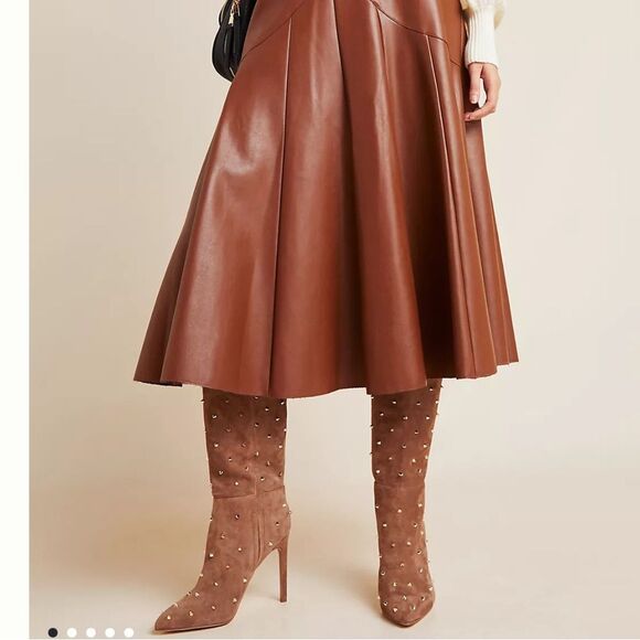 Sam Edelman Brown Studded Waylyn Tall Boots tan suede women’s pointy toe 7.5 NWT - Picture 2 of 16